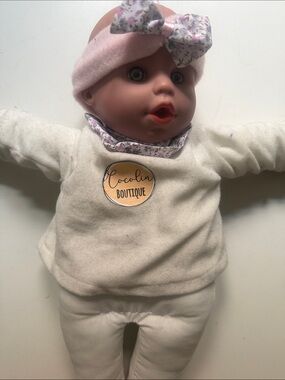 Corolle Pink Headband Baby Doll with Floral Bow and Cream Cocolin BoutiqueOutfit